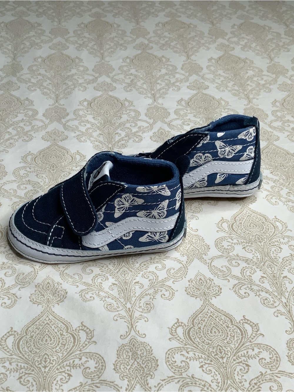 Infant Vans Sk8-Hi Crib Shoes Size 4.0 Navy Butterfly - Picture 3 of 10